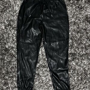 Anthropologie Avec Les Filles Black Vegan Leather Jogger Pants